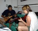 Wayne Jacintho and Ellen Jamming in the cabin